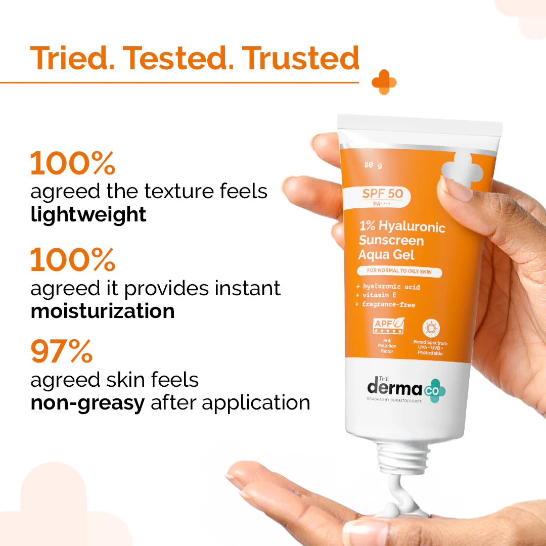 1% Hyaluronic Sunscreen Aqua Gel In-Vivo Tested (ISO 24444:2019 Certified, CTRI/2025/02/080287) with SPF 50 & PA++++ - 80g - Image 8